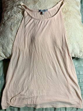 Charlotte Russe Ribbed Scoop Neck Tank Top - Blush Pink